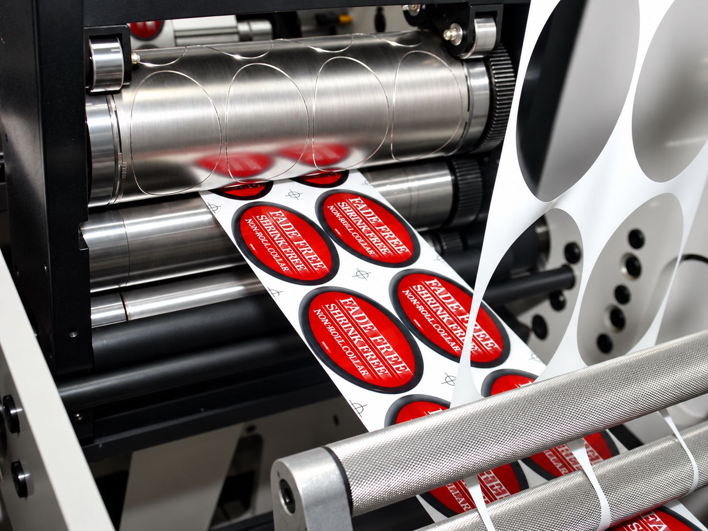 Rolls of printed self-adhesive labels